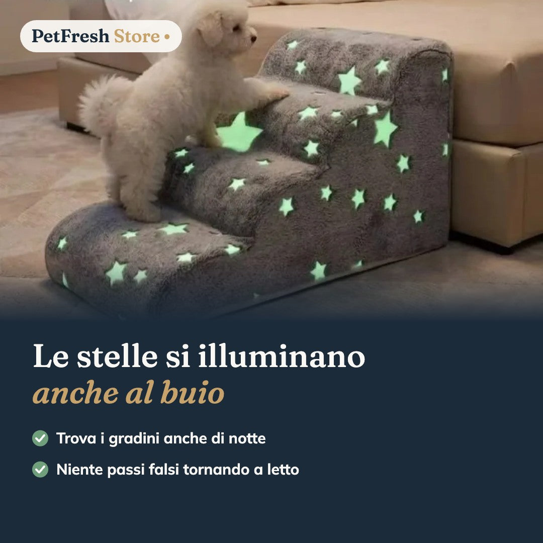 Scaletta per Cani e Gatti Luminosa – 2 o 3 Gradini in Schiuma per Letto e Divano, Sfoderabile