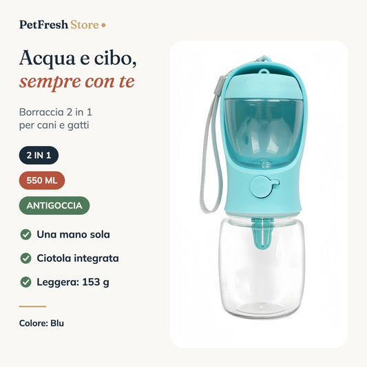 Borraccia 2 in 1 per cani e gatti blu – PetFreshStore