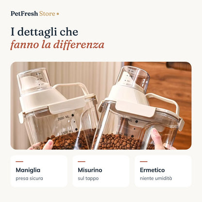 Dettagli: maniglia, misurino e chiusura ermetica