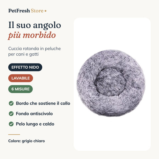 Cuccia rotonda calmante in peluche – PetFreshStore