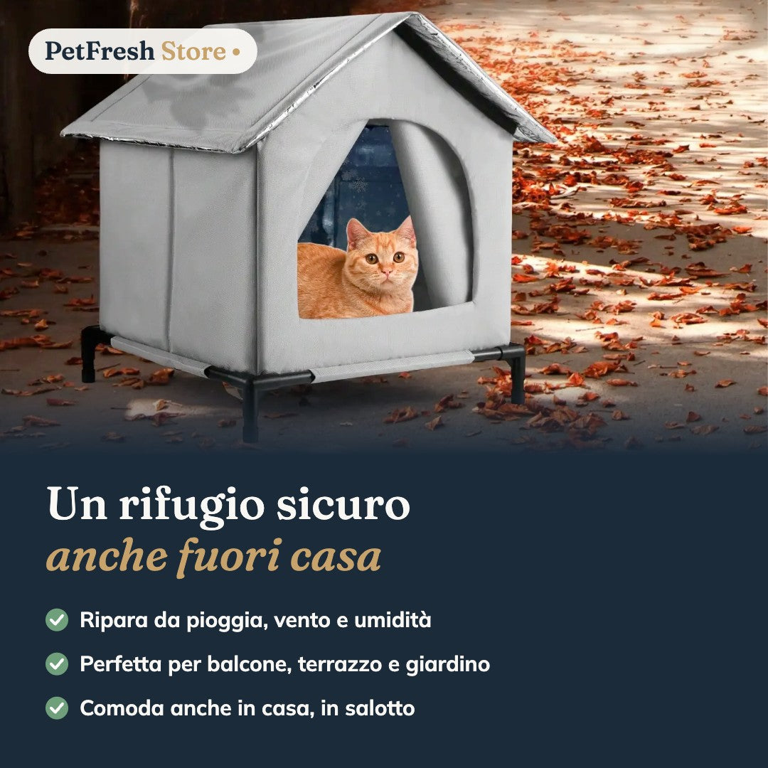 Cuccia per Gatti da Esterno Impermeabile – Calda d'Inverno, Fresca d'Estate, Pieghevole