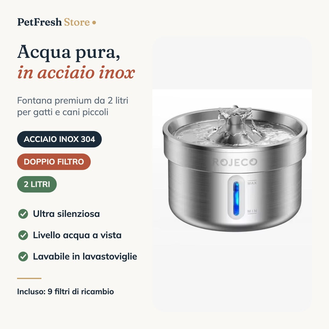 Fontana in acciaio inox per gatti – PetFreshStore