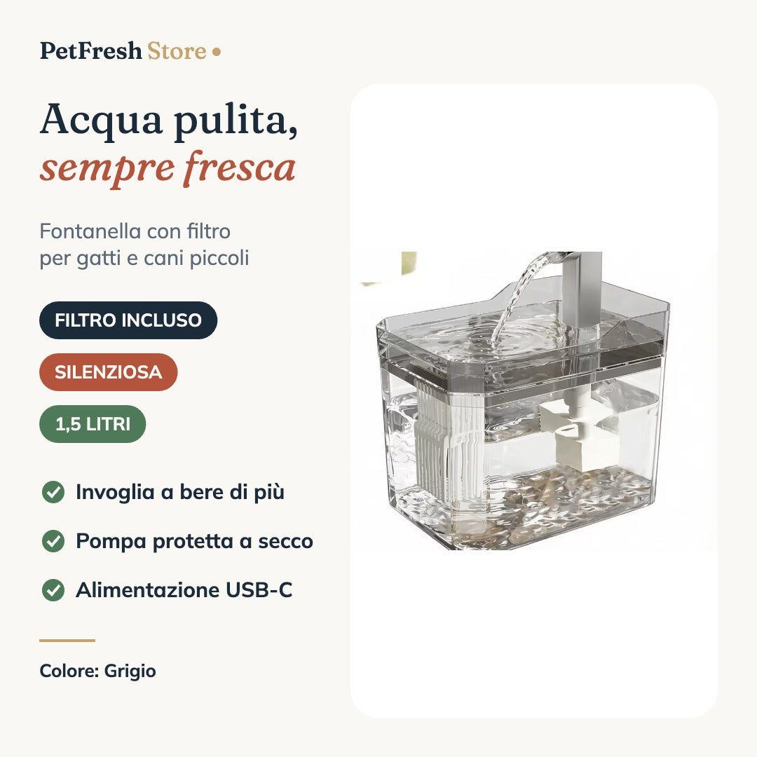 Fontanella per gatti grigia