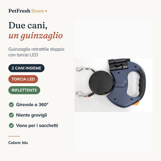 Guinzaglio retrattile doppio con torcia – PetFreshStore