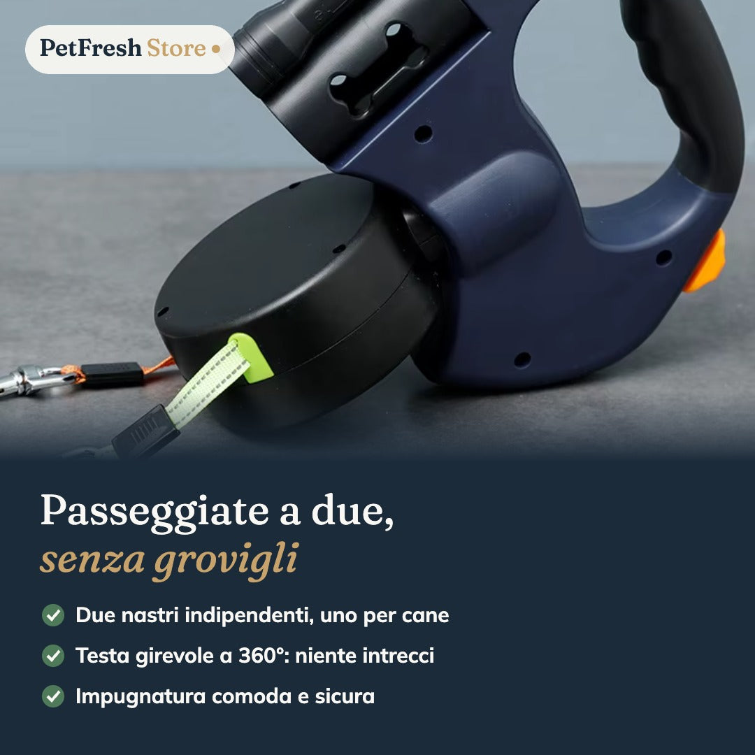 Guinzaglio doppio anti-groviglio