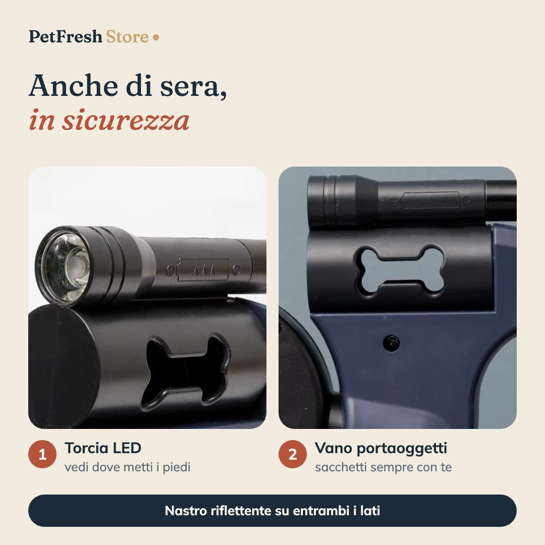 Torcia LED e vano portaoggetti
