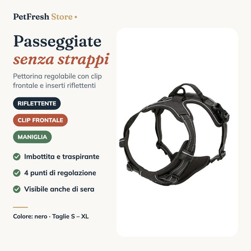 Pettorina anti-trazione PetFresh nera