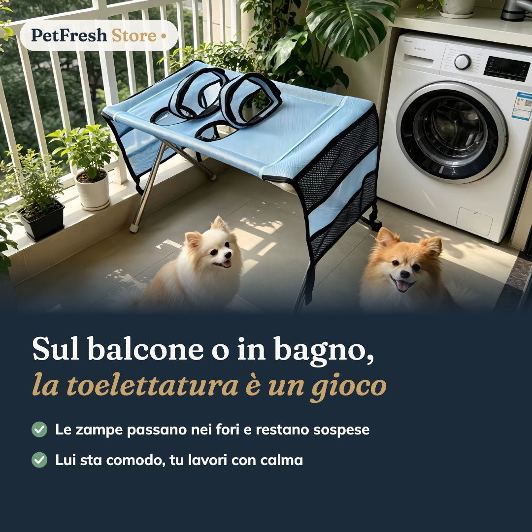 Supporto Amaca per Toelettatura – Pieghevole, per Unghie, Bagno e Asciugatura di Cani e Gatti