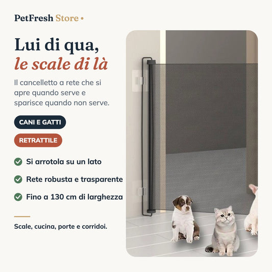 Cancelletto retrattile PetFresh con cani e gatti