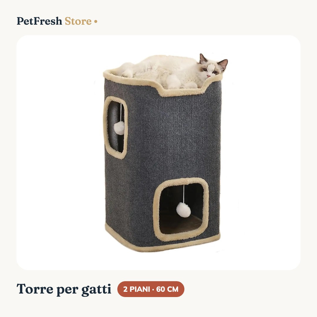 Torre per gatti 2 piani 60 cm