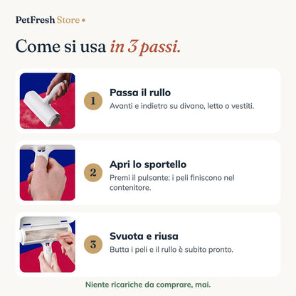 Come si usa il rullo leva-peli in 3 passi