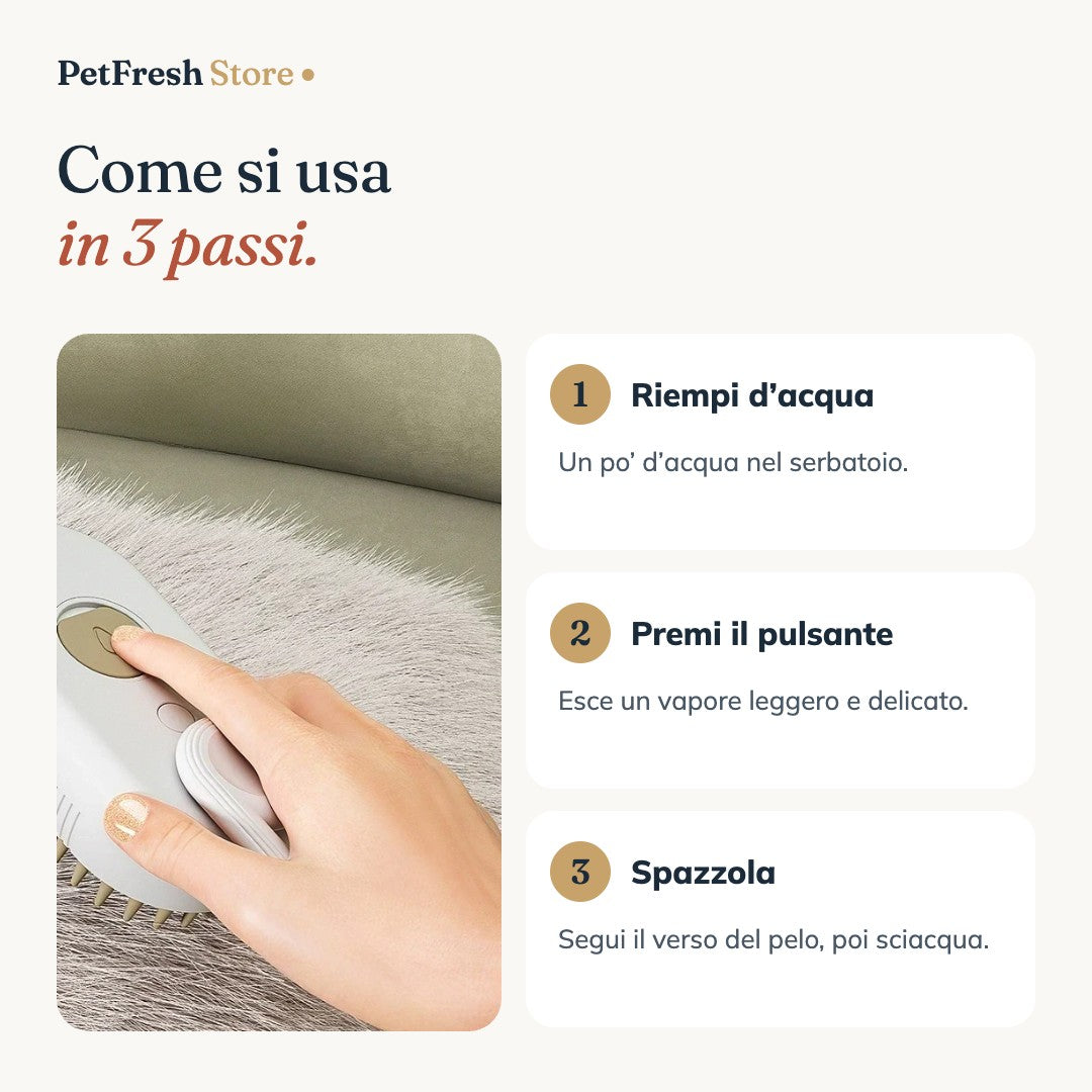 Come si usa la spazzola a vapore in 3 passi